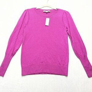 Loft Puff Sleeve Sweater Top Womens XXS Pink Glam Feminine Barbiecore NEW